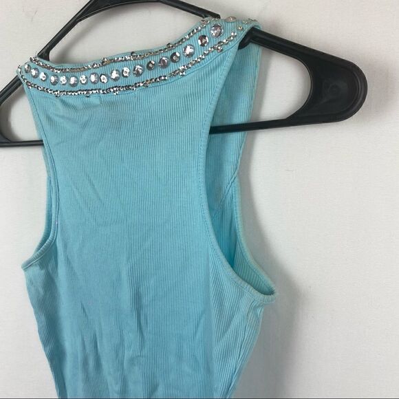 Twenty One teal tank top with sequins. - Picture 5 of 7
